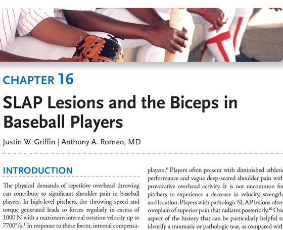 Dr Griffin’s new chapter on SLAP Labral tears of the shoulder in the new authoritative text